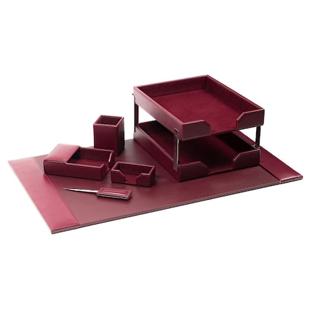 Burgundy 8-Piece Leather Desk Set,  Bonded Leather